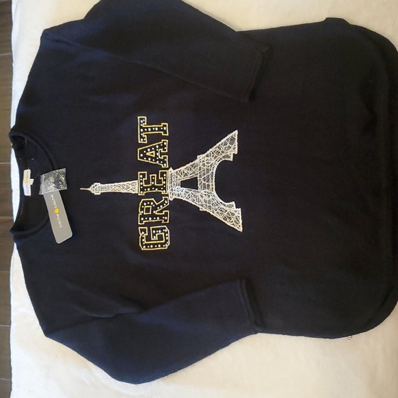 Cache Cache Black Tunic Sweater With Lace Embroidered Eiffel Tower Size S - Picture 6 of 8